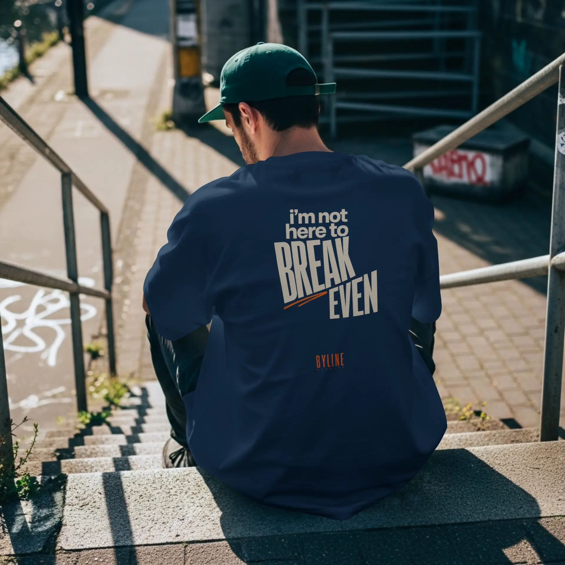 Model wearing the DRIVEN / 001 oversized t-shirt